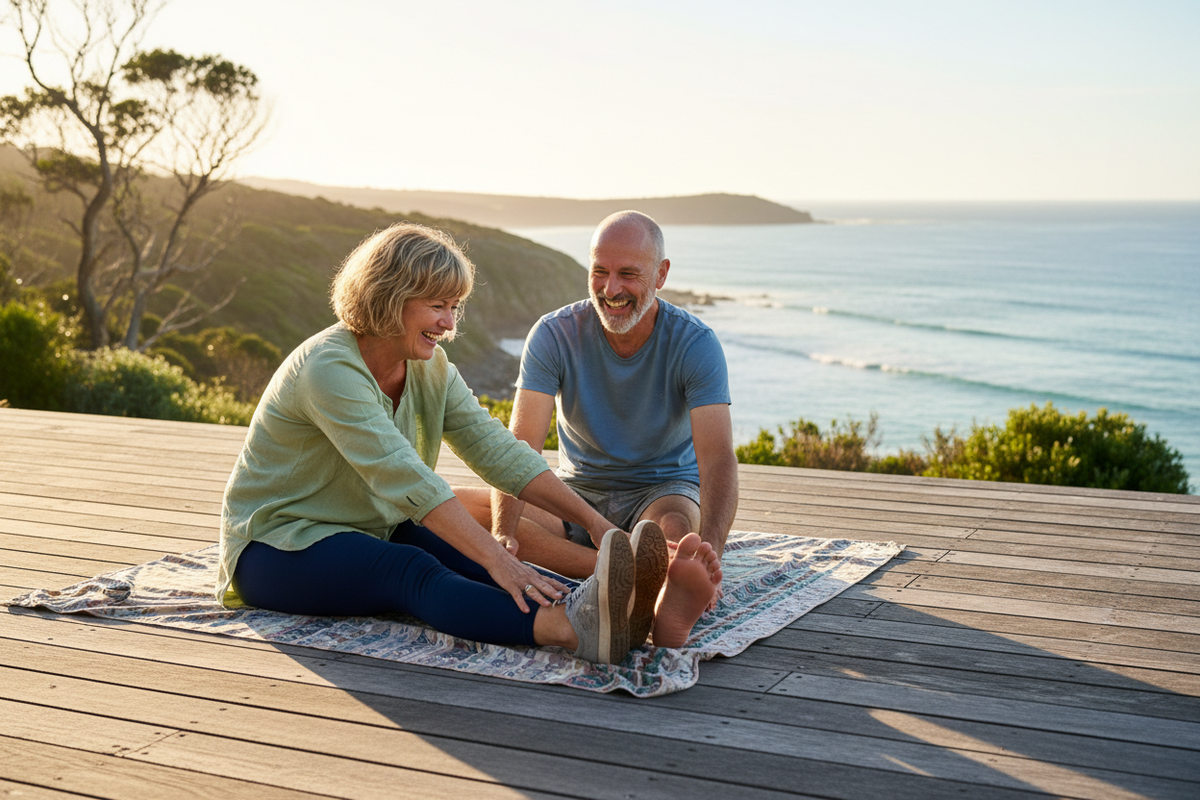 Relaxed Couple Stretching Banner